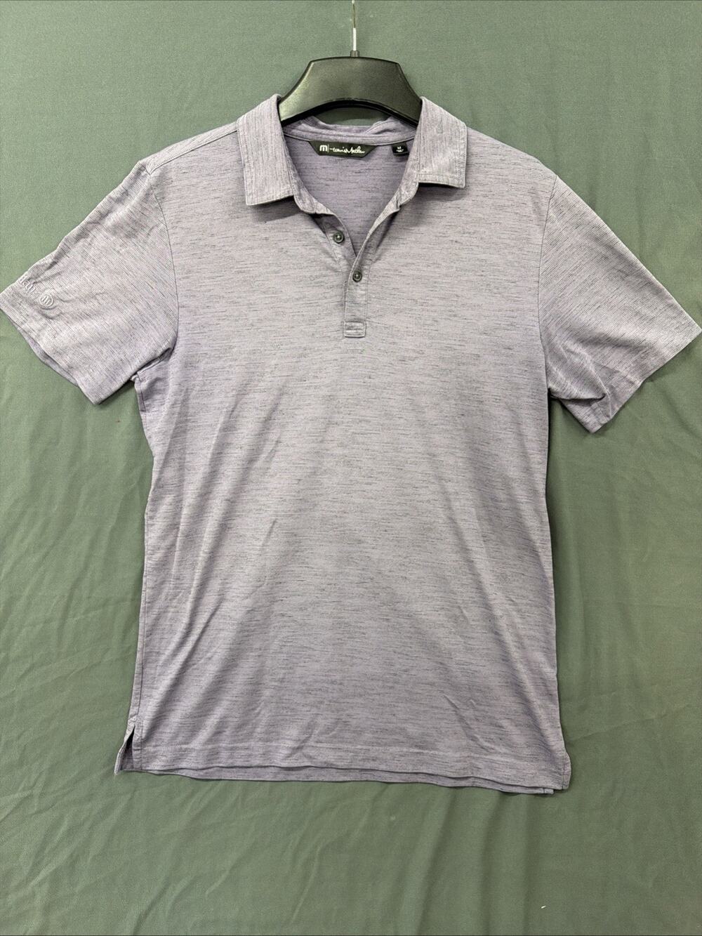 Travis Mathew Men’s Golf Polo Shirt Purple Striped Size Medium Pima Cotton